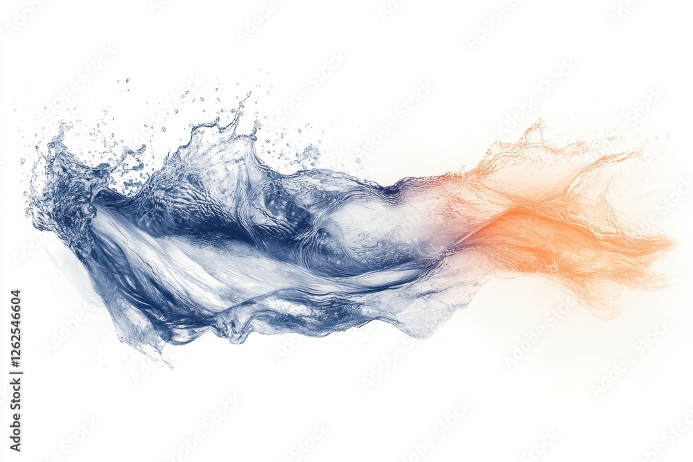 Poster abstract splash of water with gentle waves and color gradients