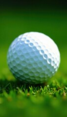 Obraz premium Intricate dimples, bright white golf ball close-up, texture, close up