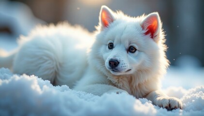 Obraz premium Intricate, feathery white fur; luxurious, opalescent sheen , texture, snow