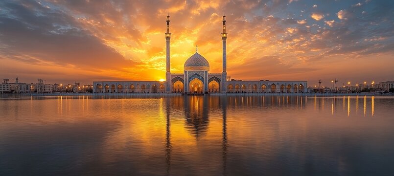 Imam Reza Shrine at Sunset, Mashhad, Iran A Spectacular Display of Islamic Architecture