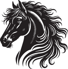 Horse face big hair vector black and white