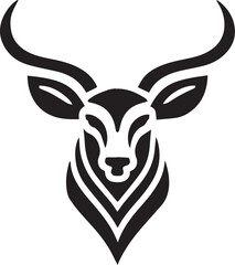 Tribal-Style Deer Head Vector Illustration Black and White