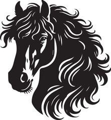 Horse face big hair vector black and white