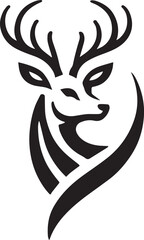 Tribal-Style Deer Head Vector Illustration Black and White