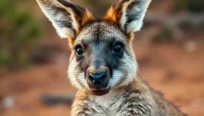 Fototapeta premium Wallaby with soft fur and clear expression captured in tranquil outback backdrop