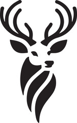 Tribal-Style Deer Head Vector Illustration Black and White