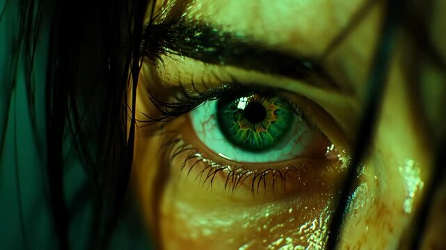 Close-up View of Stunning Human Eye with Intricate Details and Vivid Color Variations in Natural Light
