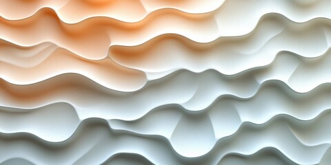 Monochromatic Peach To Coral 3D Wave Texture Pattern, Abstract Design, Elegant Minimalist Style