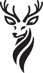 Tribal-Style Deer Head Vector Illustration Black and White