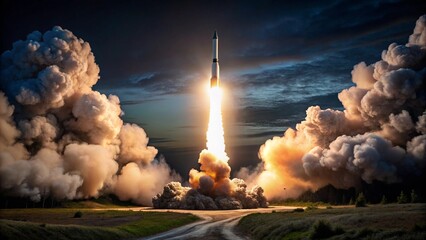 A secret military rocket launching under cover of darkness