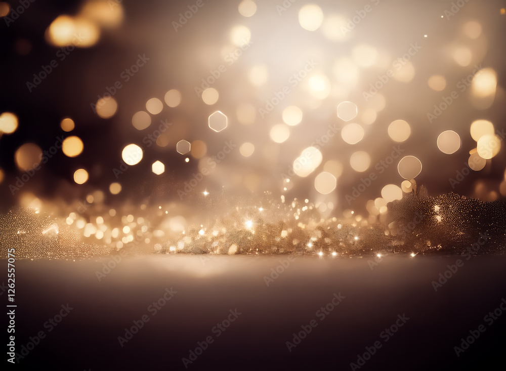 Leinwandbilder dreamy golden bokeh lights create an abstract and festive background. blurred sparkles and glowing o