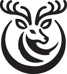 Tribal-Style Deer Head Vector Illustration Black and White