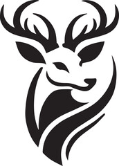 Tribal-Style Deer Head Vector Illustration Black and White