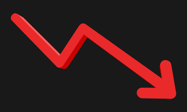 Arrow Down Graph Descending Pattern Trend Chart representing Lose Crisis Finance and Economic Investment in 3D Illustration Vector showing Trade Stock Exchange Market Direction
