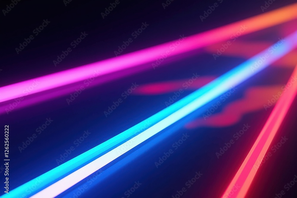 Aufkleber vibrant neon light trails in a dark setting: a dynamic display of colorful laser lines creating a st