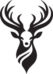 Tribal-Style Deer Head Vector Illustration Black and White