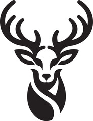 Tribal-Style Deer Head Vector Illustration Black and White