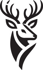 Tribal-Style Deer Head Vector Illustration Black and White