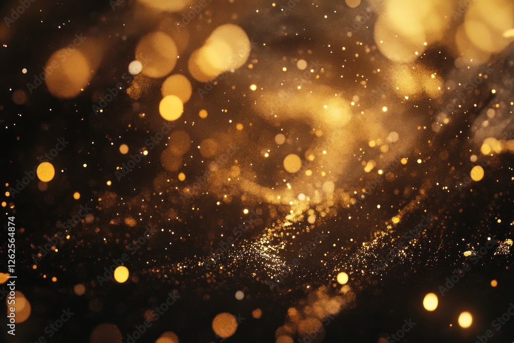 Poster a mesmerizing display of golden bokeh lights shimmering against a dark backdrop, creating a magical 