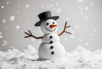 Fototapeta premium Snowman Figure in Artificial Snow
