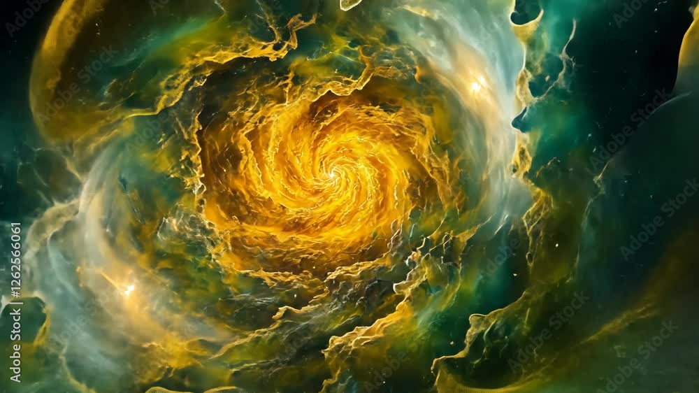 Poster swirling galaxy with vibrant colors and intricate patterns in deep space