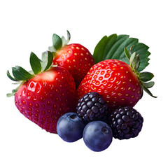 Obraz premium Fresh Strawberries, Blackberries, and Blueberries Arranged Nicely