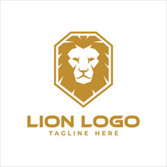  Elegant gold Lion animal logo