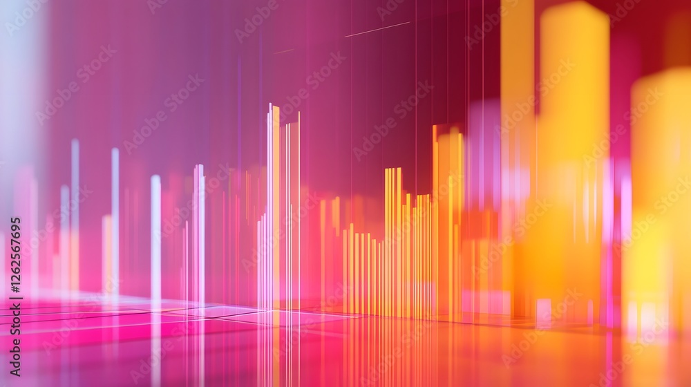 Poster a colorful image of a city skyline with a pink and yellow background. the image is abstract and has 