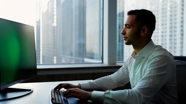 Businessman Using Printer in Office