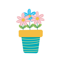 Potted plant vector illustration. Cute colorful plant in clay pot isolated on a white background. Happy plant for stickers