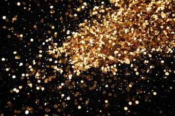 Golden confetti sparkling as it falls against a see-through backdrop