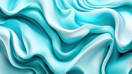 Obraz premium Smooth, flowing turquoise fabric drapes elegantly, creating soft waves and shadows, suggesting a serene and calming atmosphere