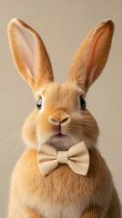 Fototapeta premium Adorable Bunny in Bowtie - A Cute Pet Portrait