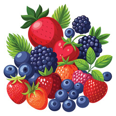 set of berries isolated