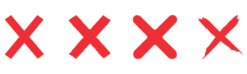 Red cross mark, set of the wrong, incorrect, false, reject, NO sign vector design and illustration Vector Graphic. EPS 10, Vector illustration isolated on white background.