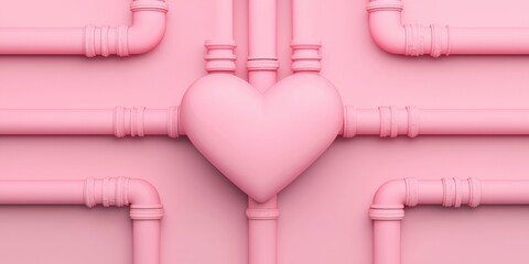 Plumbing love connection urban setting digital art creative environment heart shaped design conceptual expression
