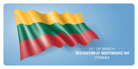 Lithuania restoration of independence day vector banner, greeting card