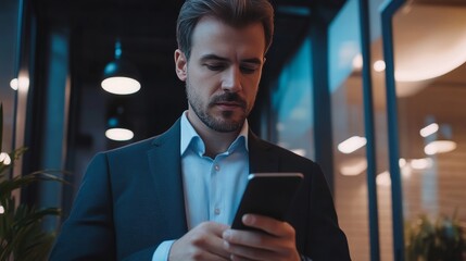 Male trader investor broker crypto analyst holding smartphone in hand analyzing stock market trading charts indexes data checking price using mobile stockmarket exchange app, over shoulder view