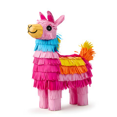 Obraz premium Bright birthday colorful donkey pinata isolated on white background
