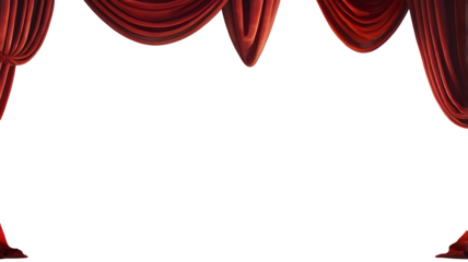 red stage curtains on transparent png