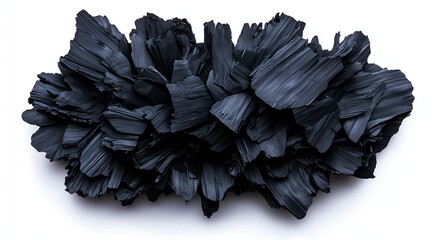 This striking black mineral formation showcases intricate textures and unique shapes, creating a dramatic visual statement perfect for artistic or scientific contexts.