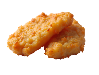 Bouton de tambour de la jambe de poulet frit, poulet croustillant et épicé isolé avec détourage, sans ombre sur fond noir, 