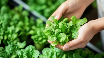 Freshly Harvested Greens in Hands - Sustainable Agriculture