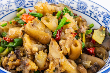 A bowl of spicy beef tendon