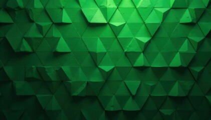 Obraz premium Dark green abstract triangular mosaic tile wallpaper , faceted triangles, modern, banner