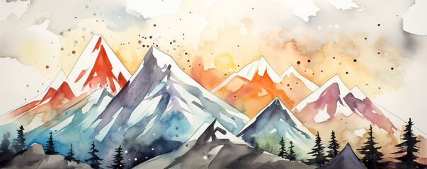 Majestic mountain landscape with vibrant colors and serene wilderness during sunset