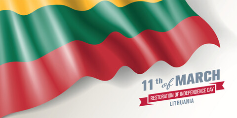 Lithuania restoration of independence day vector banner, greeting card