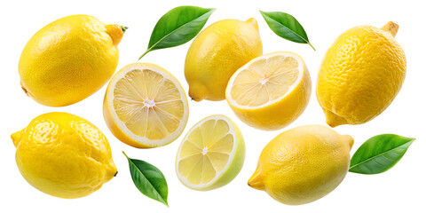 lemon fruit isolate whole half isolated on transparent background png