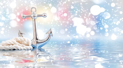 Naklejka premium Anchor reflection water image