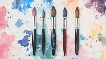 Watercolor Painting of Paintbrushes: A Detailed Depiction of Artists' Tools